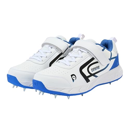 Image of DNINE Classic Men Bowling Spikes Cricket Shoes White /Orange & White /Blue