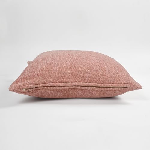 Image of SASHAA WORLD Rose Pink Chenille Cushion Cover | Decorative Pillow Case | Elegant Solid Design, Soft & Durable | Ideal for Living Room, Bedroom & Home Decor, 45X45 Cm