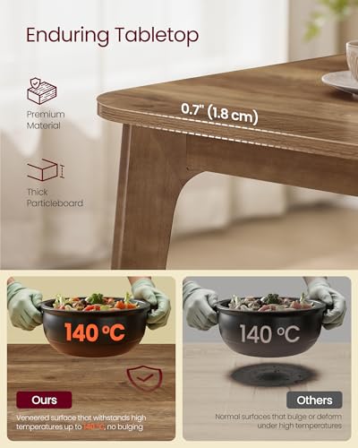Image of VASAGLE MAEZO Collection - Extendable Dining Table for 4 /6 /8, Kitchen Table with Tapered Legs, Curved Transitions, for Dining Room, Kitchen, Home Office, Honey Brown UKDT090K01V1