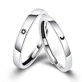 Par Aliança Anel Para Casal Sol E Lua Ajustável Compromisso Namoro 2 Alianças + Caixa