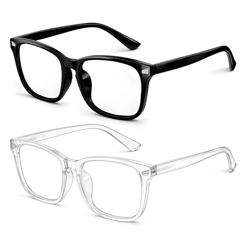ECO-TH Blue Light Glasses for Kids Boys Girls, 2 Pack Teen Kids Blue Light Glasses, Fake Glasses, Toddler Glasses, Age 6-9