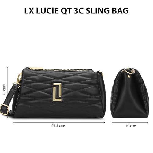 Image of Lavie Luxe Women's Lucie Quilted 3-Compartment Medium Crossbody Sling Bag | Ladies Purse Handbag | Gift for Women
