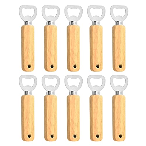 10Pcs Wood Handheld Heavy Duty Stainless Steel Bottle Opener, Bartender Bottle Opener, Cider Beer Bottle Openers For Home Kitchen, Bar Or Restaurant #TOP12