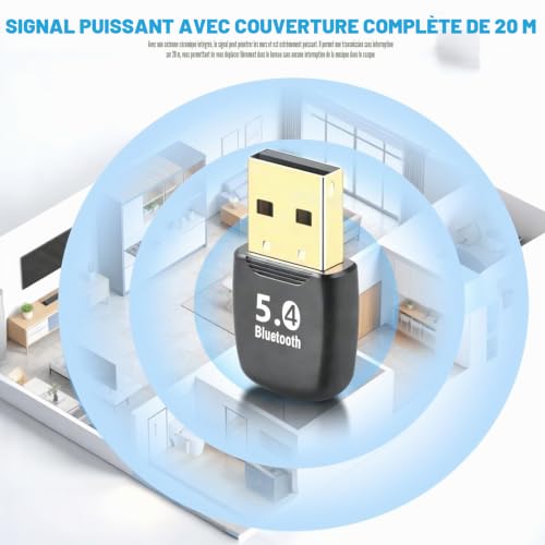 Dongle Bluetooth 5.4, Cle Bluetooth pour Pc, USB Adaptateur Bluetooth, Cle Bluetooth pour Clavier Souris Casque Manette De Jeu Enceinte Écouteurs Plug Play sous Windows 11/10/8.1/7 – vue 4