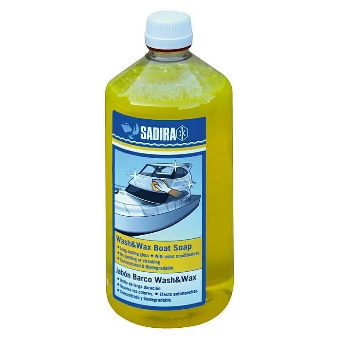 SADIRA Jabón concentrado para embarcaciones 1 L. Limpieza impecable y protección duradera contra marcas de cal en cristales y fibra. Accesorio de mantenimiento de barcos de recreo