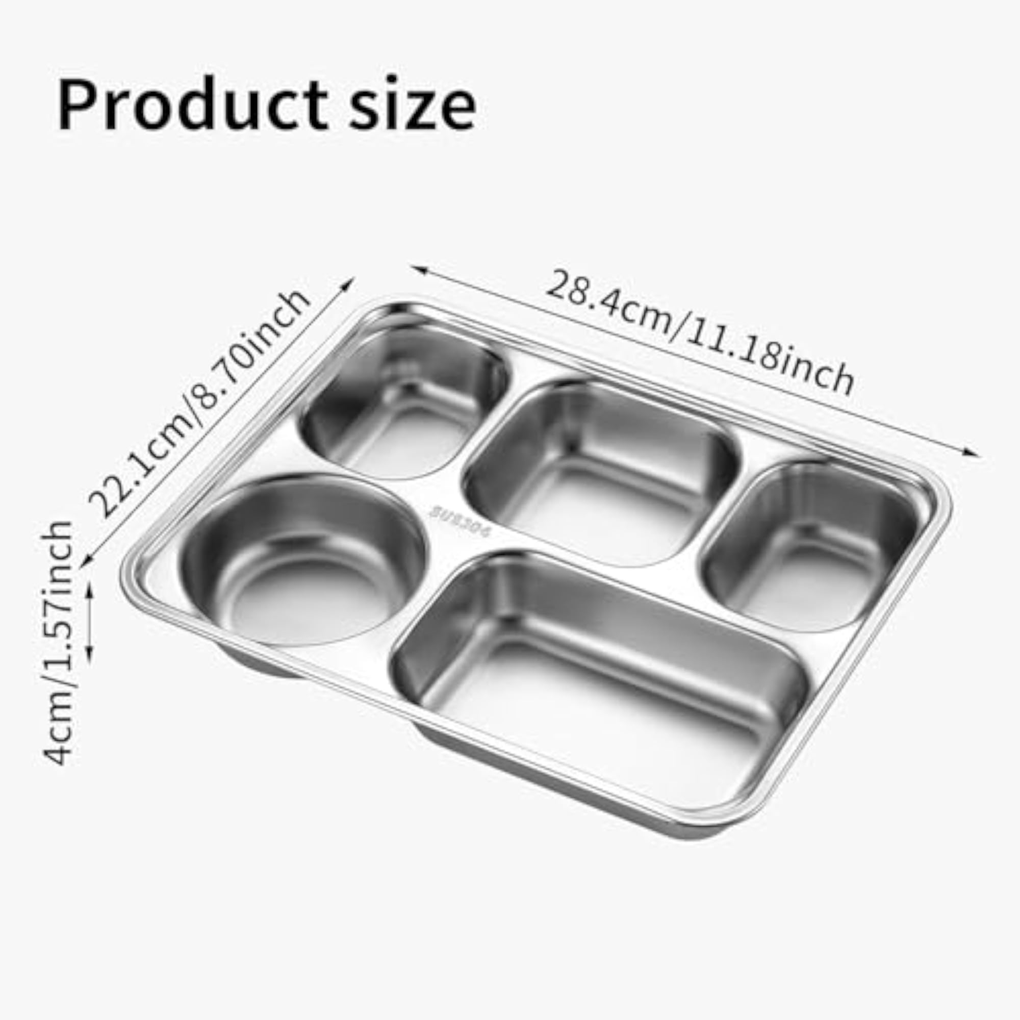 Stainless Steel Rectangular Divided Meal Plate