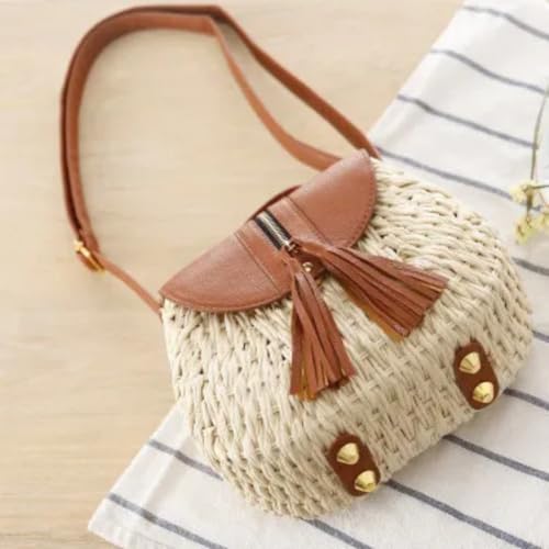 Bolsa Feminina De Palha Pequena Tiracolo Transversal Moda Verão Campo Praia