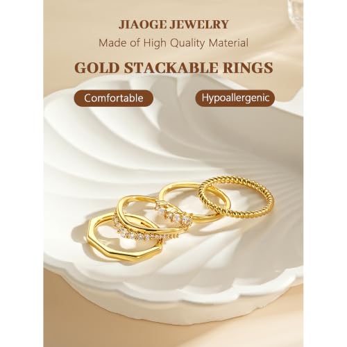 JIAOGE Gold Stackable Rings --4~5 Pcs - image 6