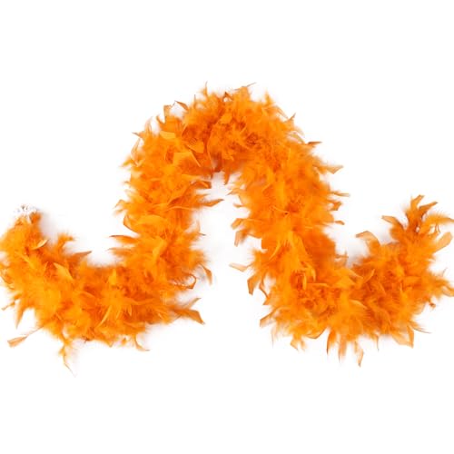 MAOFENG Chandelle Turkey Feather Boa 1.64 Yards 30g for Halloween Dancing Wedding Party DIY Craft Costume Decoration Feather Boa Orange