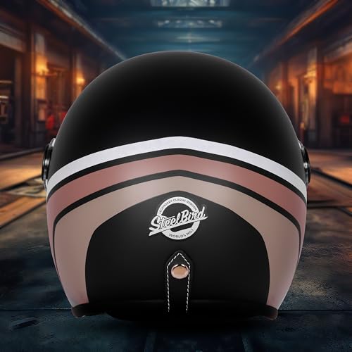 Image of Steelbird SBH-54 Retro Rustic ISI Certified Open Face Helmet for Women and Men Motorbike Helmet
