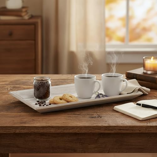 com-four® Tablett aus Holz, Vintage Holztablett rechteckig – Ansicht 3