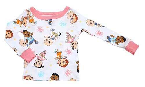 CoComelon Girls Pajamas Set for Toddlers - 4 Piece Cotton Pj Set for Kids - Snug Fit Long Sleeve Top and Bottoms4