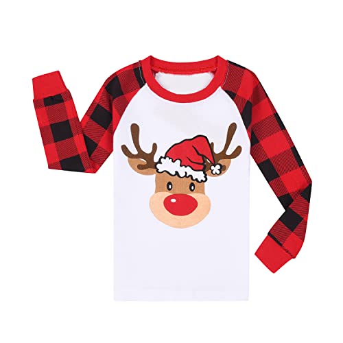 Benaive Christmas Pajamas Set Boys Girls, Holiday Pjs for Boy Cotton Pajama, 2-Piece Children Kids Sleepwear Pants Set (Reindeer, Multicolor, 7) - image 3