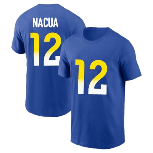 Puka Nacua #12 LA Los Angeles Football T-Shirt Cotton Jersey