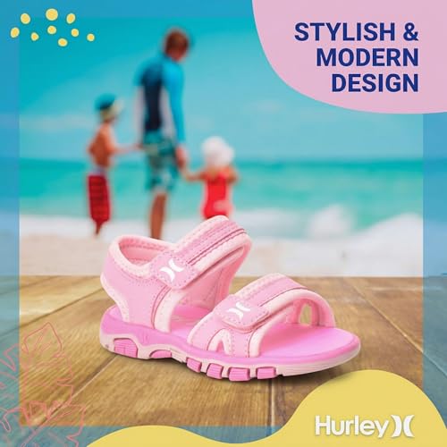 Image of Hurley Loni Toddlers and kids Water Shoes, Beach Essentials, Girls and Boys Open Toe Sandals, Lightweight, Breathable and Two Adjustable Straps