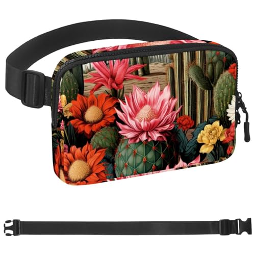 Sac banane cactus pour voyage et randonnée, sacoche outdoor réglable multicolore