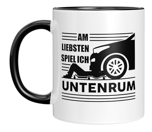 LIEBTASTISCH Am liebsten spiel ich untenrum – Idea Regalo – Officina caffè – Amante auto – Artigiano – Anniversario – Compleanno – Meccanico (Nero)