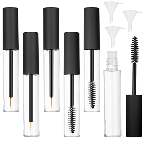 ALTcompluser 6 Stück 10 ml Leere Mascara Tube, Nachfüllbare Eyeliner Container Mit Wimpernstab Und Gummitrichtern für DIY Wimperncreme (Schwarz)