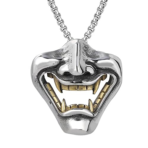 Hannya Necklace Japanese Jewelry Devil Mask Necklaces Samurai Shogun Helmet Mask Good Luck Charm