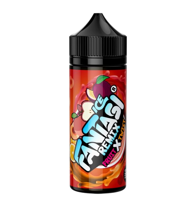 Fantasi Ice Remix Vape Juice 100ml, 70vg/30pg, No Nicotine E-Liquid, All Day Vaping, Sub Ohm Ecig Liquid | 120ml PET Chubby Gorilla V3 Short Fill Bottle (Fruit Twist Ice)