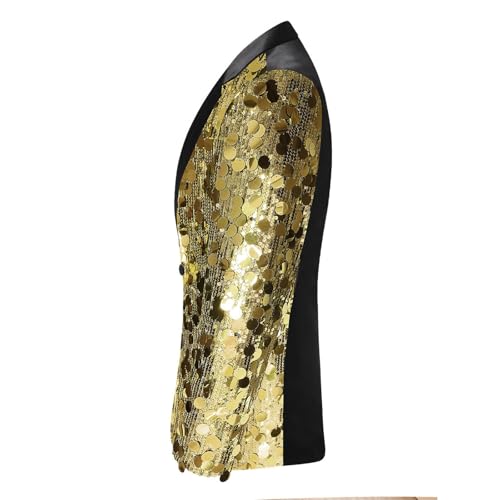 Mens Sequin Dinner Tux Dress Blazer Slim Fit Notch Lapel Gold Sparkly Suit Jacket One Button Performance Host Sport Coat2