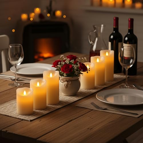 Image of LTETTES Flameless Frosted Plastic Pillar LED Candles | 2 AA Battery Operated | Decorative Candles for Home Decor, Party & Indoor Outdoor Use | Set of 5 with Remote