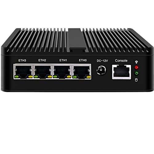 KingnovyPC Firewall Micro Appliance, 4 Port i226 2.5GbE LAN Fanless Mini PC N5100, 2* DDR4, 8GB DDR4 128GB NVMe, HDMI, DP, RJ45 COM, 4*USB Gigabit Ethernet AES-NI VPN Router Openwrt Barebone