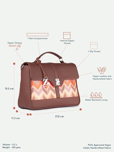 Image of ZOUK | Women's Vegan Leather | Stylish Handbag with Adjustable Strap, Top Handle |