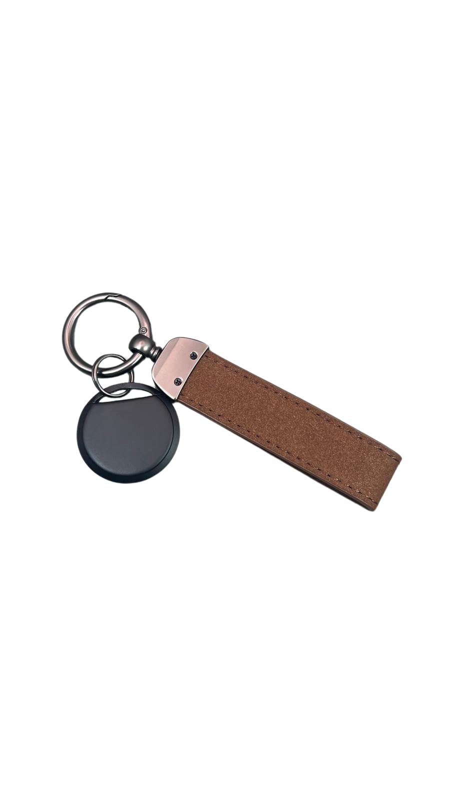 GPS Tracking Device with Leather Keychain, Real-Time Location Tracking Tags Child Bag Car Tracker Global Positioning GPS Device with Keychain (Black GPS + Brown Keychain)