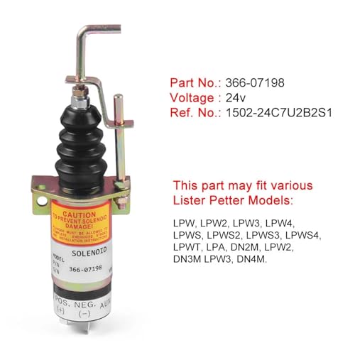 Électrovanne d'arrêt 366-07198 supérieure solénoïde 24V robuste - 4