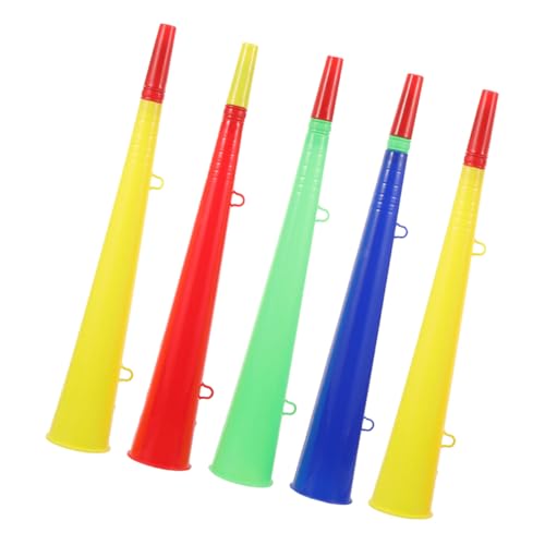 5Pcs Mixed Color Plastic Trumpets Lightweight Cheer Props for Sports Events Concerts and Parties Game Horn Noisemakers for Fans and Supporters