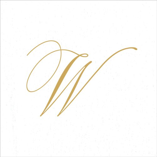 Caspari Recevez con los servilletas cóctel White Pearl Paper Linen, Paquete de 30, Letra W, Oro, Tela, Color Blanco Perla, 12.5 x 12.5 x 0.2 cm