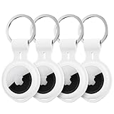 4 Pack Compatible with Apple AirTag Holder Case Keychain Car Accessories Thick Protective Ultra Thin GPS Tracker Finders with Silicone Soft Keyring for Air tagHolder Pet Tracking Key Luggage Bags Kids