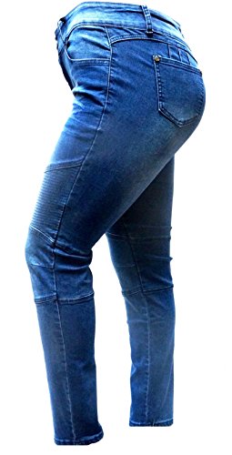 SLS WOMENS PLUS SIZE Stretch Distressed Ripped BLUE SKINNY DENIM JEANS PANTS (20, Jd Moto Biker Y1648 Blue Jeans)3