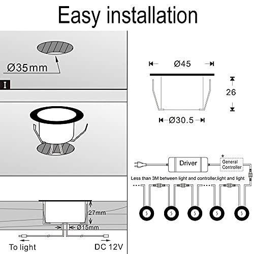 Fvtled Low Voltage Recessed Rgbw Deck Light, Φ1.22 Rgb & Warm White Stainless Steel Waterproof Outdoor Step Lighting In-Ground Landscape Pathway Patio Stair Decor Lamp, Black #TOP3