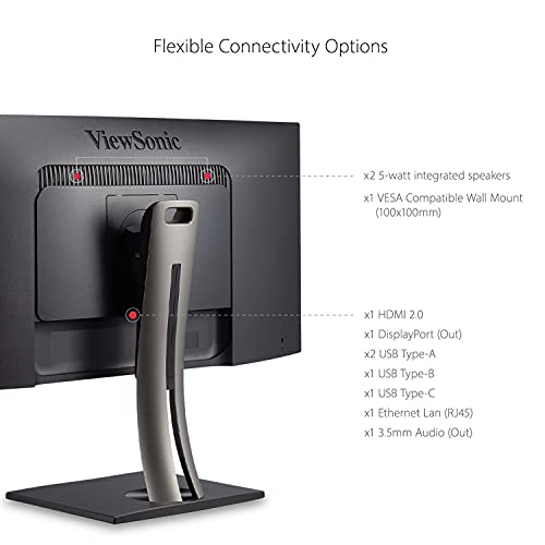 Image of ViewSonic VP3881A 38 Inch WQHD+ ColorPro Monitor, Curved IPS with 100% sRGB and Pantone Validated for Professional Graphic Design, Advanced Ergonomics, 90W USB-C, HDMI, and DisplayPort