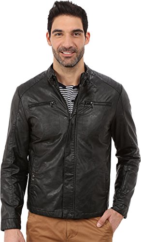 Kenneth Cole New York Faux Leather Moto Jacket (XXL, Black)