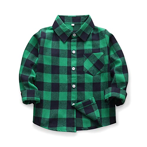 Image of OCHENTA Men's & Boys Flannel Shirts Button Down Long Sleeve Plaid Shirt Family Matching Outfits