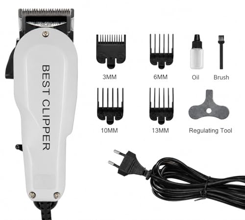 Image of Professional Pet Grooming Clipper for Dogs & Cats | Low Noise Electric Hair Trimmer with Stainless Steel Precision Blades | Powerful Motor | Corded Animal Fur Clipper for Thick, Long & Curly Coats | Home Grooming Kit