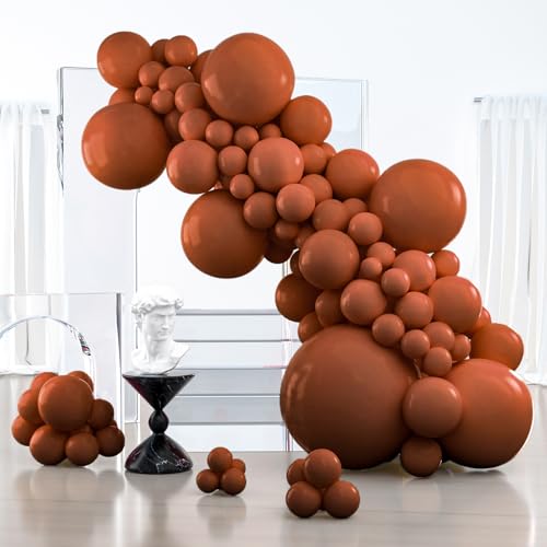 Image of PartyWoo Dark Brown Balloons 127pcs Different Sizes of 36 18 12 10 5 Inch Boho Neutral Coffee Tan Balloon Arch Kit Garland for Birthday Boy Baby Shower Jungle Safari Fall Party Decorations Brown-F08