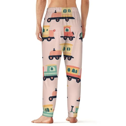 Colorful Locomotive Train Men's Pajama Bottoms Sleep Lounge Soft Comfy Pants Sleepwear3
