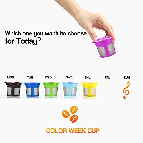 I Cafilas Week Reusable Cup Accessories For Keurig Filter K-Duo,K-Cafe,K-Cafe K83,K-Latte,K45 Elite,K-Classic,K-Compact,Reusable K Pods 2.0 And 1.0 Brewer ,Support Dishwasher Pods (Colorfull/5) #TOP3