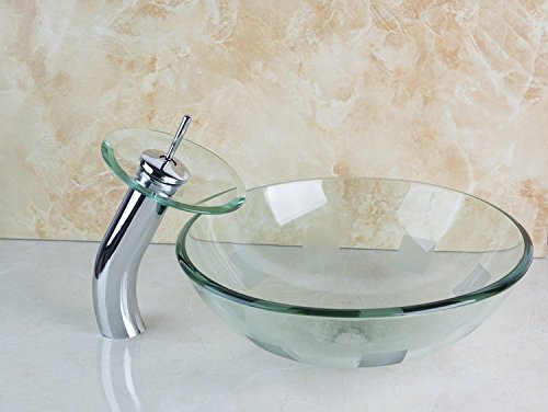 Robinet de lavabo chromé rond pour vasque en verre et immobilier