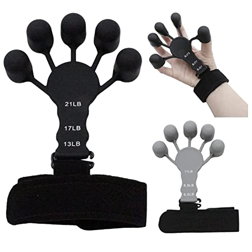 2 PCS Gripbuddy Strength Trainer - 2023 New Finger Resistance Band Set, 6 Resistant Level Finger Grip Strengthener Finger Extension Exerciser, Adjustable Finger Strength Trainer for Hand Workout
