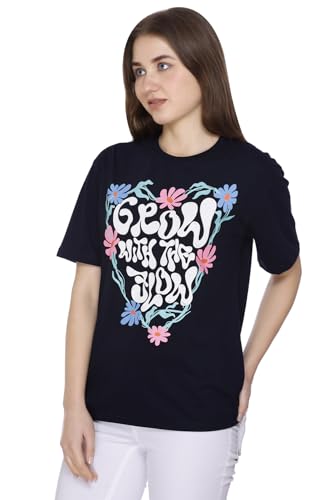Image of Women Printed Drop-Shoulder Sleeves Oversized Pure Cotton T-Shirt (Combo of 2) |XS-XL Size