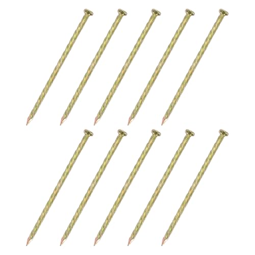 uxcell 12Pcs Fence Deck Nails, 4-15/16 Inch Carbon Steel Spiral Deck Nail Spiral Shank Spikes for House Floor Repairing Wall Woodworking, Color Zinc