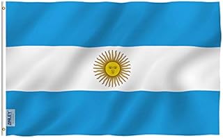 Anley Fly Breeze 3x5 Foot (90 X 150cm) Argentina Flag - Vivid Color and UV Fade Resistant - Canvas Header and Double Stitched - Argentinian National Flags Polyester with Brass Grommets 3 X 5 Ft