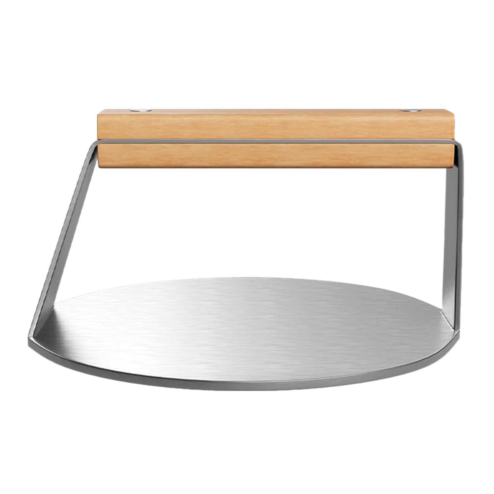 Baluue Pressa Hamburger Acciaio Inossidabile con Manico di Faggio Strumento per Creare Hamburger Fatti Casa Utensile da Cucina Resistente e Facile da Usare
