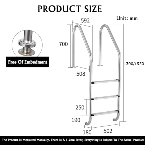 Escalera para piscina con 2 escalones y barandas de acero inoxidable miniatura 2
