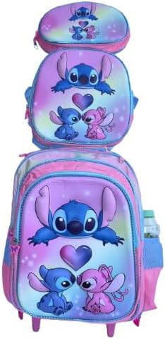 Kit Mochila Escolar Infantil com rodinhas com mochila lancheira e estojo